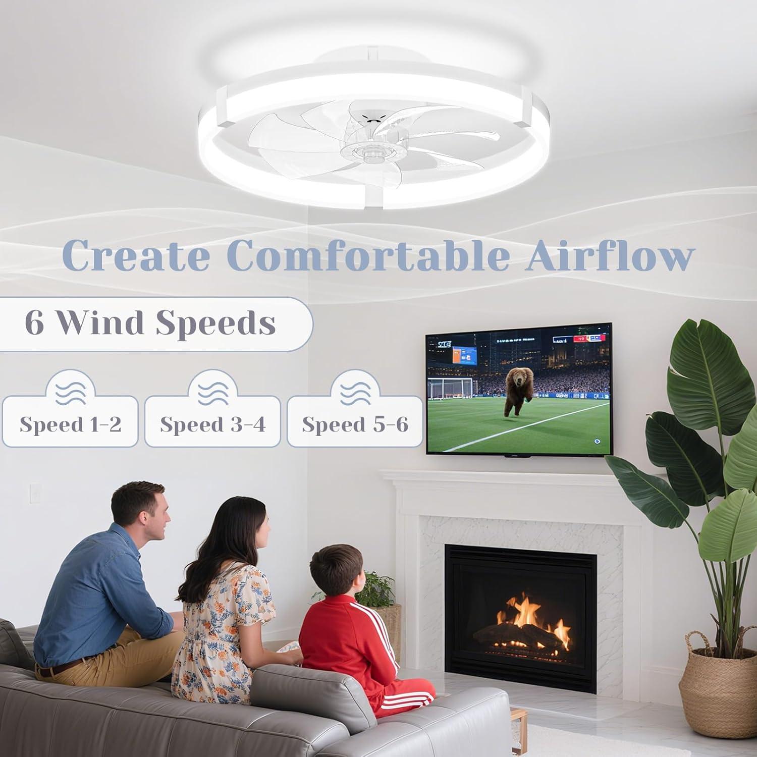 Ventilador de Techo JOFIOS 50 cm con Luz LED y Control Remoto