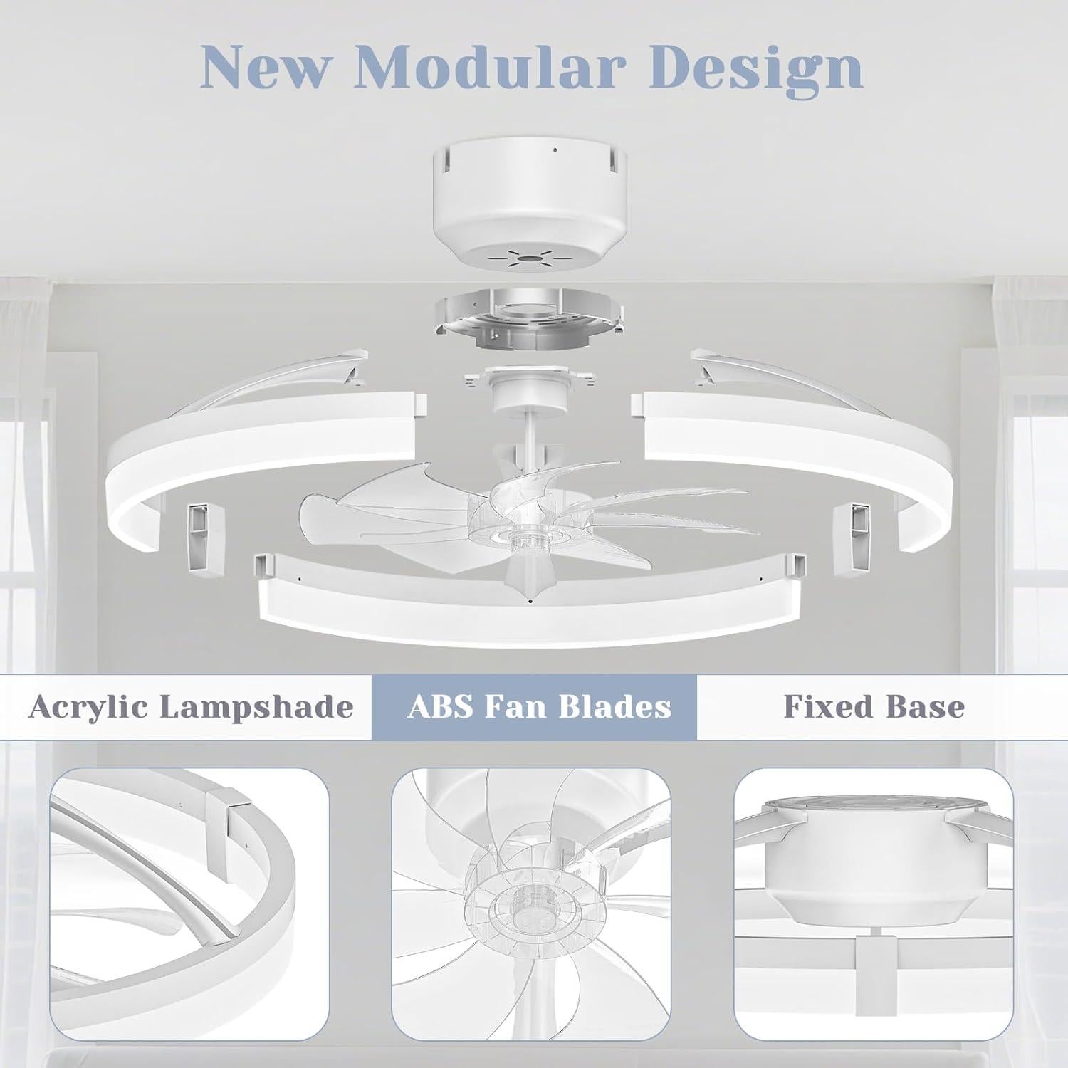 Ventilador de Techo JOFIOS 50 cm con Luz LED y Control Remoto