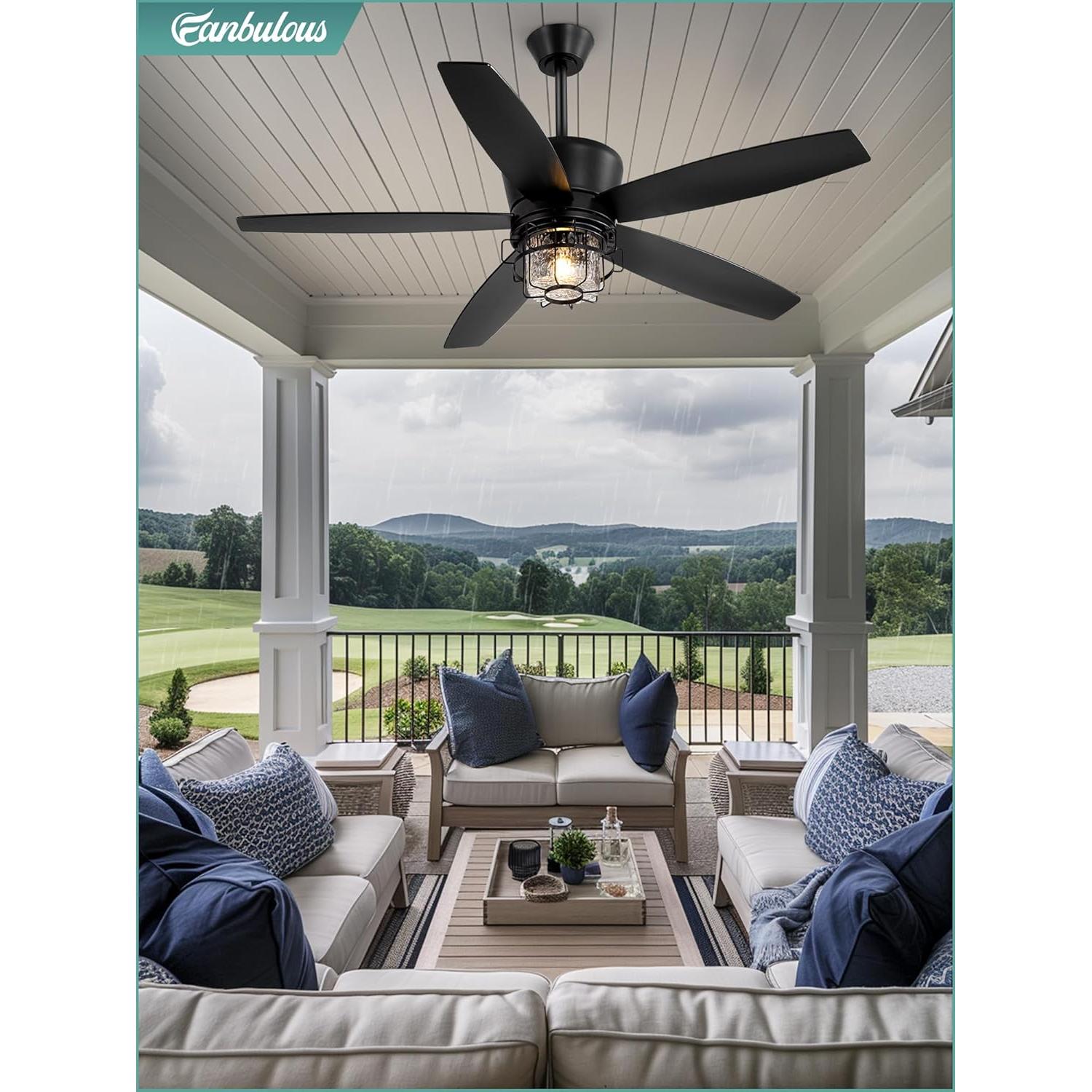 Ventilador de Techo Exterior Fanbulous 52" IP65 con Luz y Control Remoto