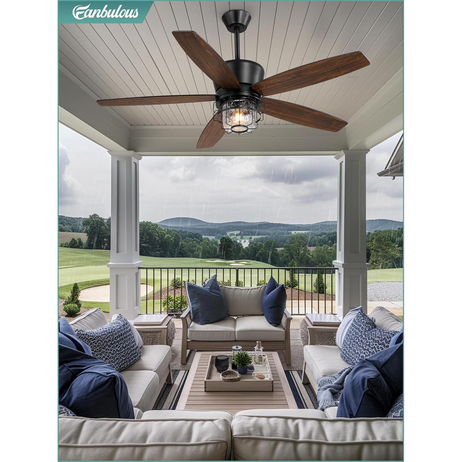 Ventilador de Techo Exterior Fanbulous 52" IP65 con Luz y Control Remoto