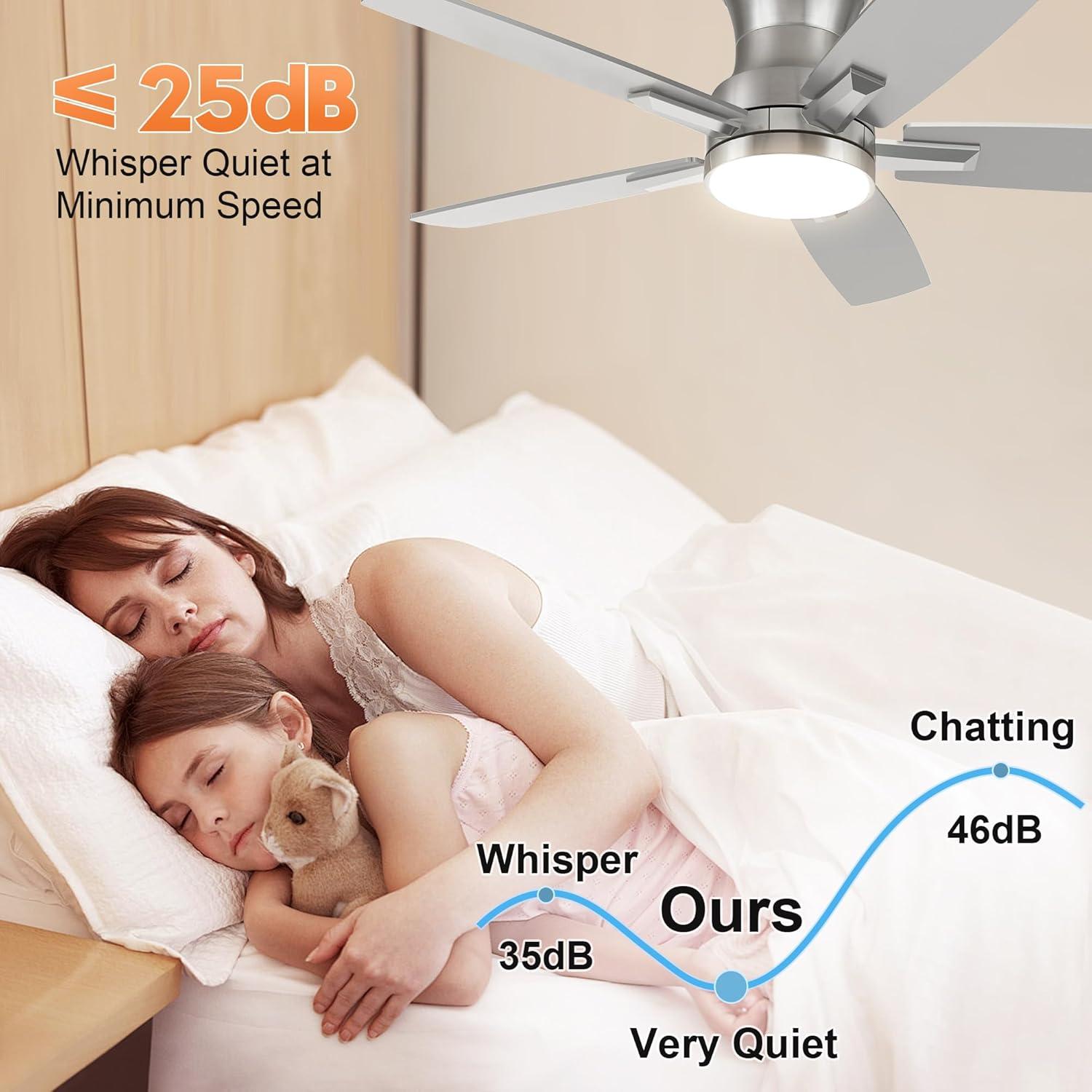 Ventilador de Techo YUHAO 107 cm Níquel con Luz LED y Control Remoto