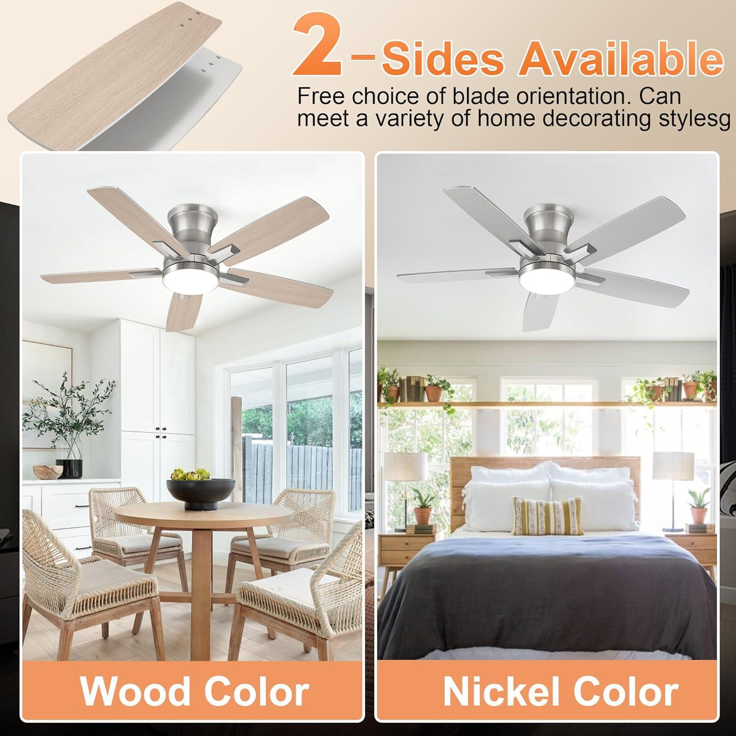 Ventilador de Techo YUHAO 107 cm Níquel con Luz LED y Control Remoto