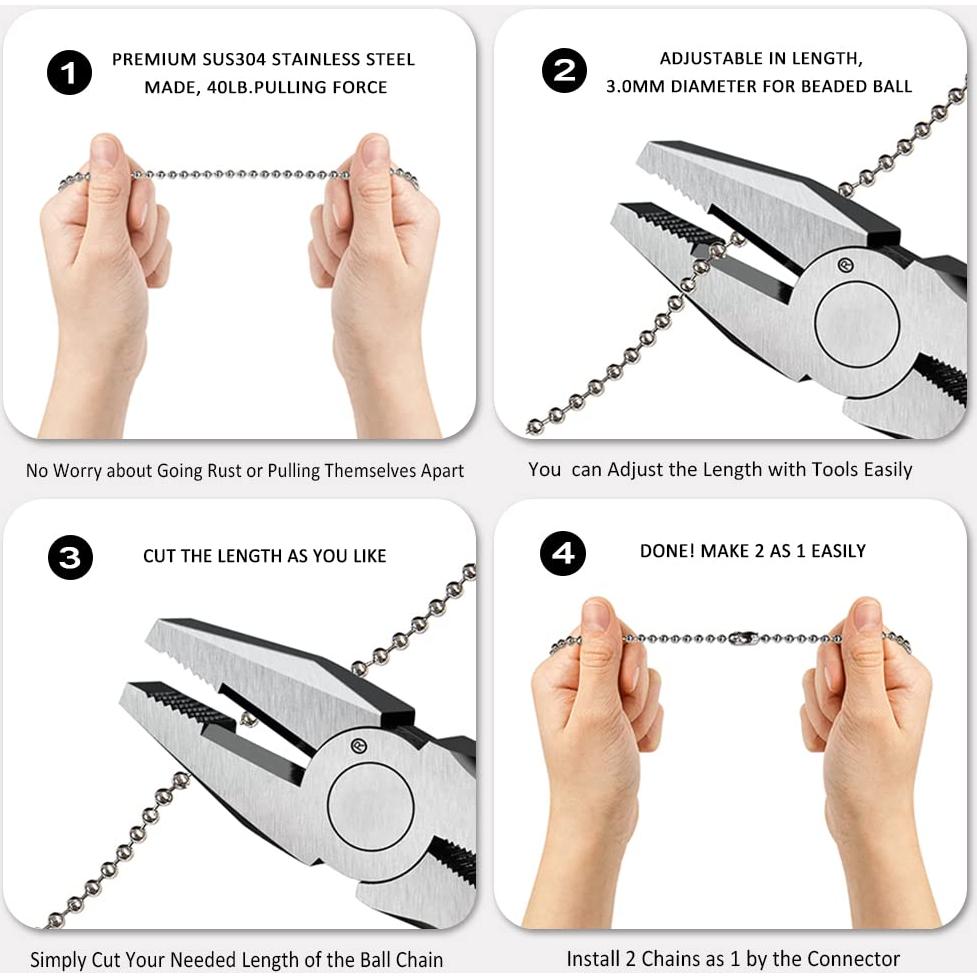 Adornos de cadena de tirón Akahttbn para ventilador de techo 30 cm