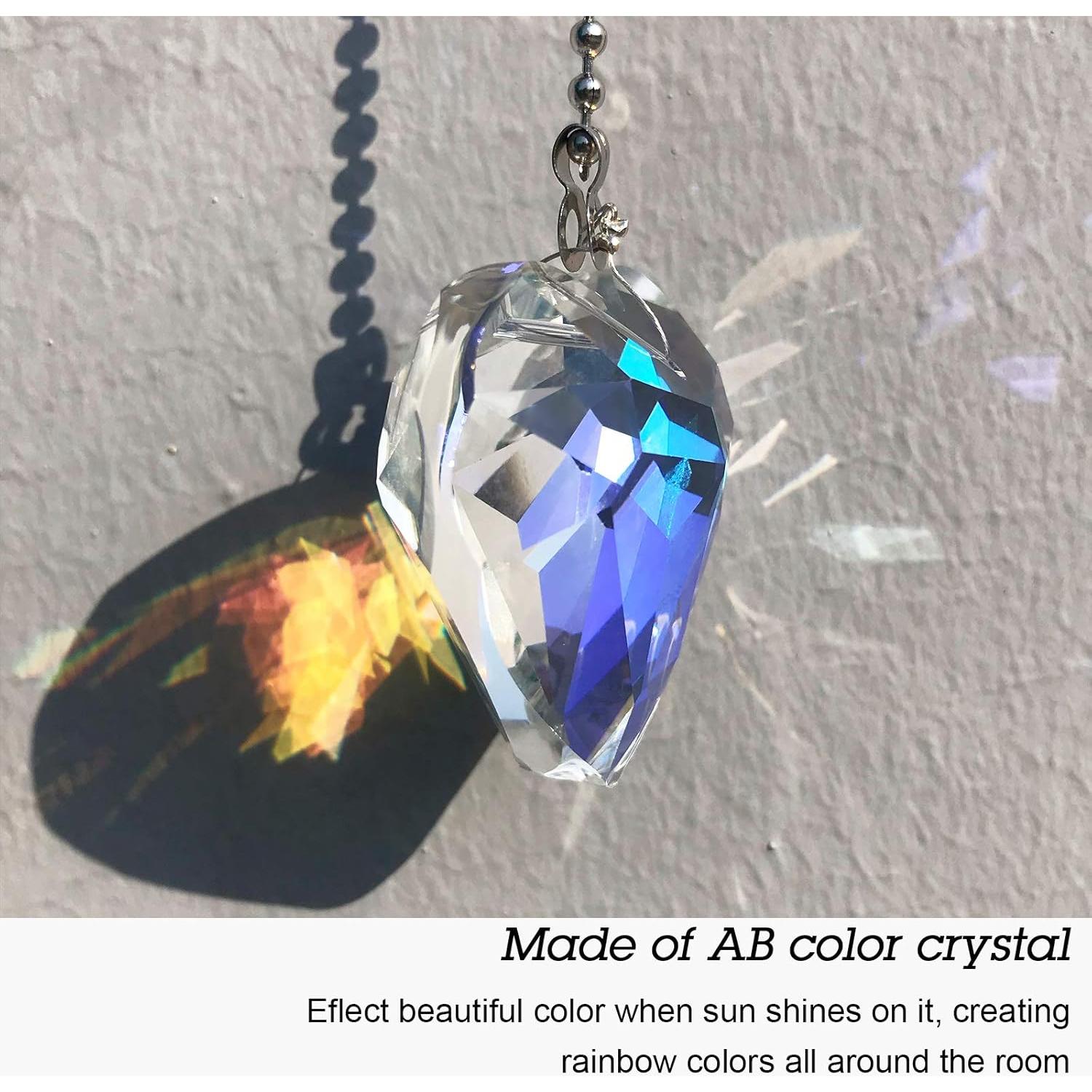 4 Piezas Cadena de Tirar Ventilador Techo Cristal Arcoíris 50 cm