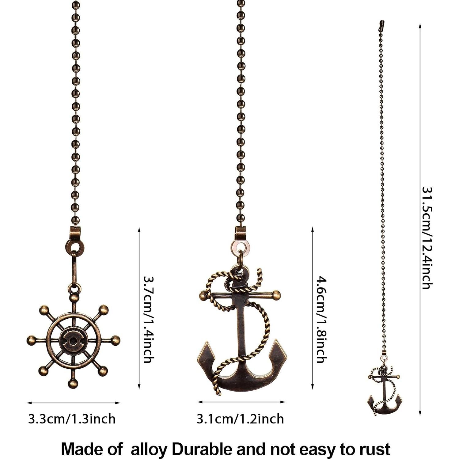 4 Cadenas de Tirar Vintage Honoson 35 cm Bronce para Ventilador