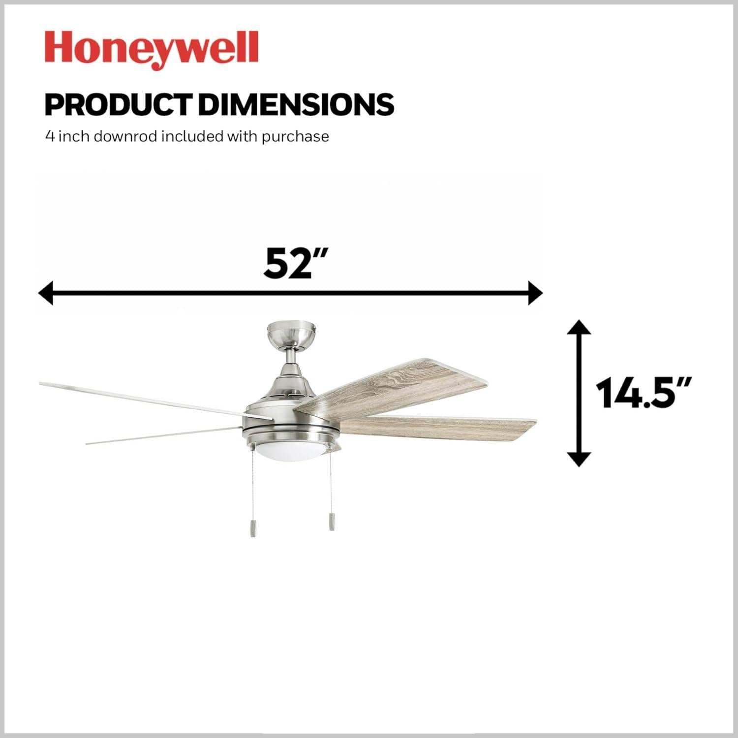 Ventilador de Techo Honeywell Ventnor 132 cm LED Níquel