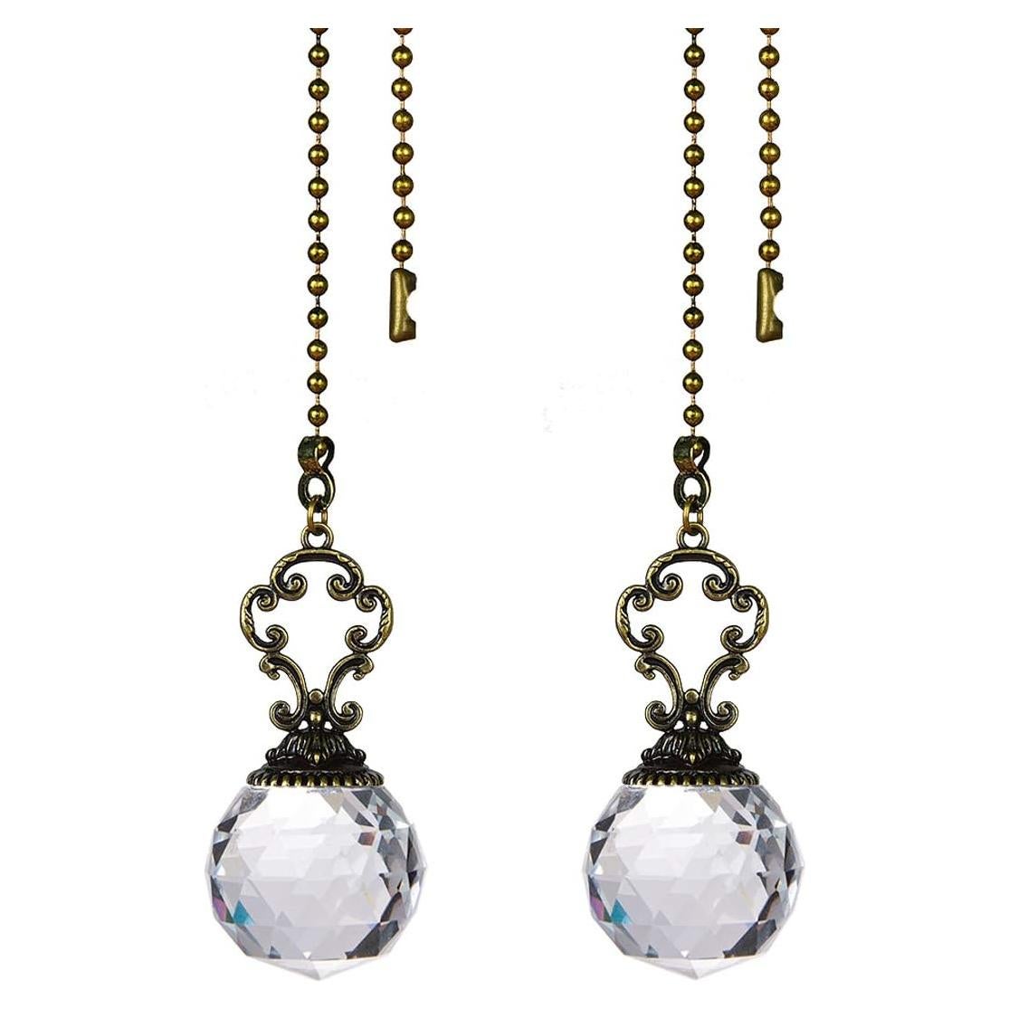 Juego de 2 tiradores de ventilador LONGSHENG vintage cristal