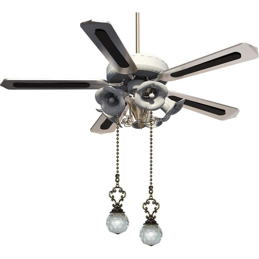 Juego de 2 tiradores de ventilador LONGSHENG vintage cristal