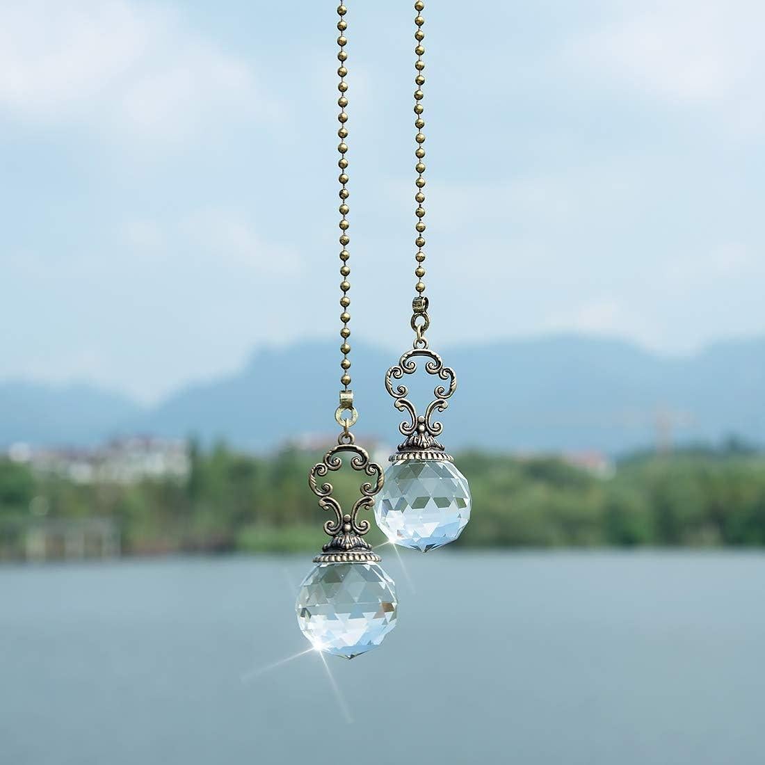 Juego de 2 tiradores de ventilador LONGSHENG vintage cristal