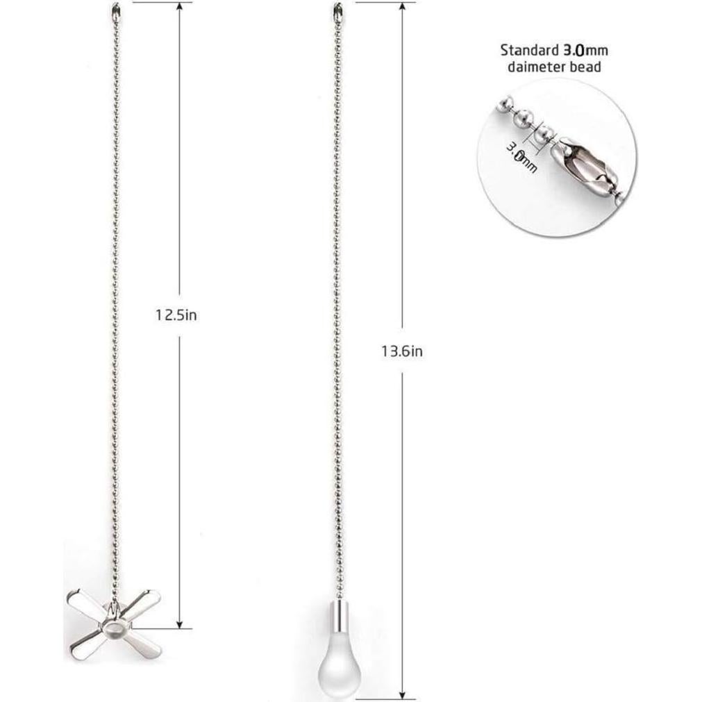 Juego de Cadenas de Tirar para Ventilador de Techo ZE-268S6- 4 Piezas