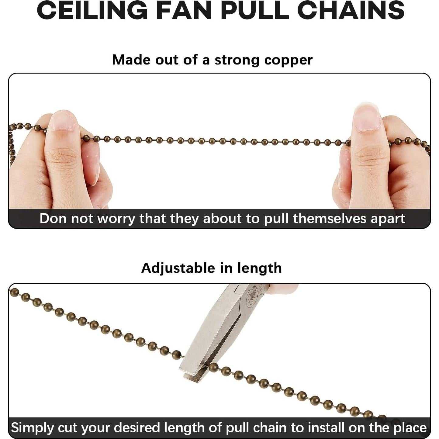 4 Cadenas de Tirar para Ventilador de Techo Vintage Bronce