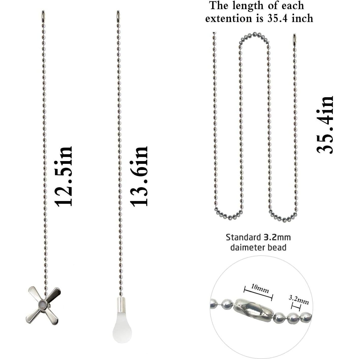 Juego de cadenas de tirón para ventilador de techo Iceyyyy Plata