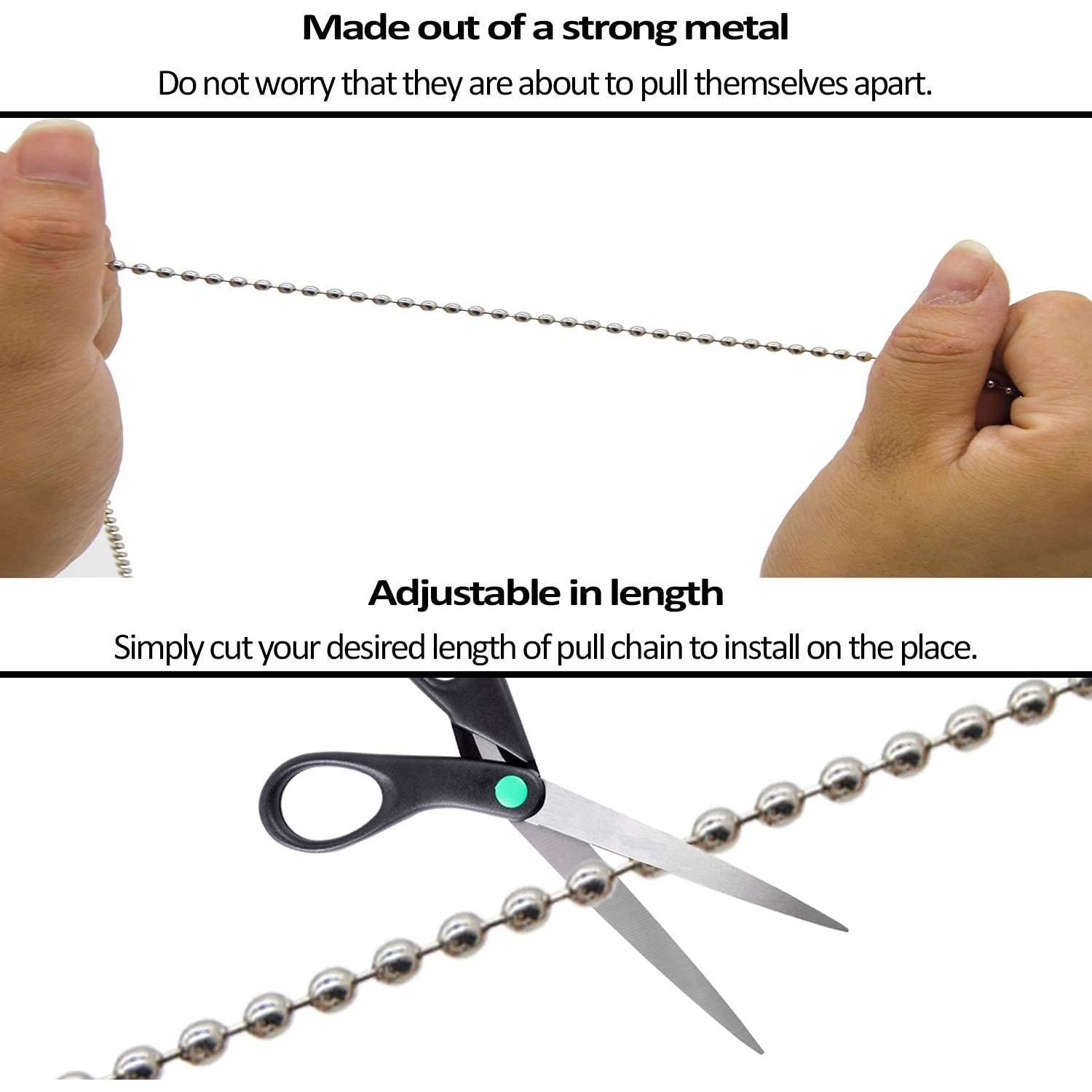 Juego de cadenas de tirón para ventilador de techo Iceyyyy Plata