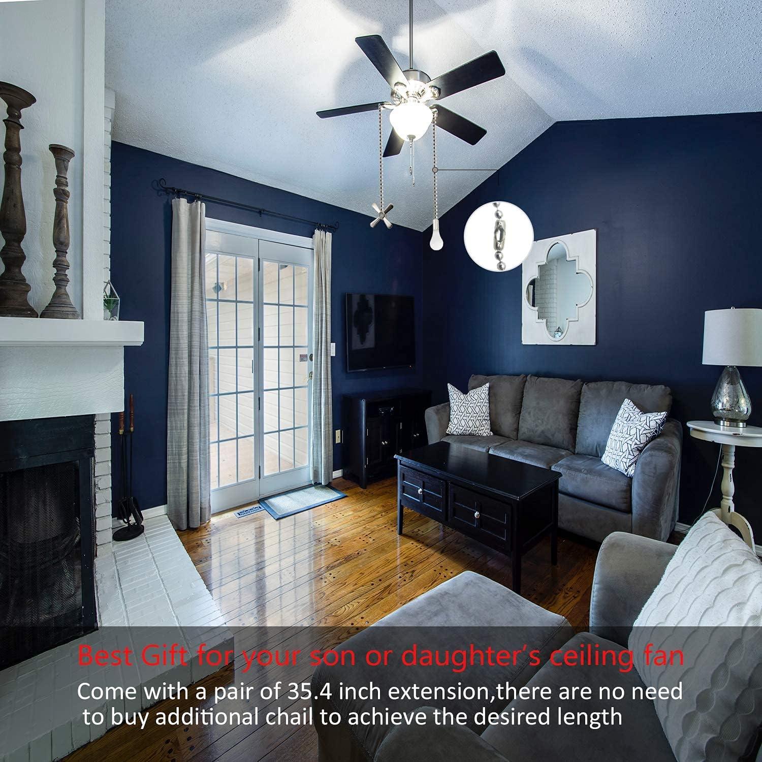 Juego de cadenas de tirón para ventilador de techo Iceyyyy Plata