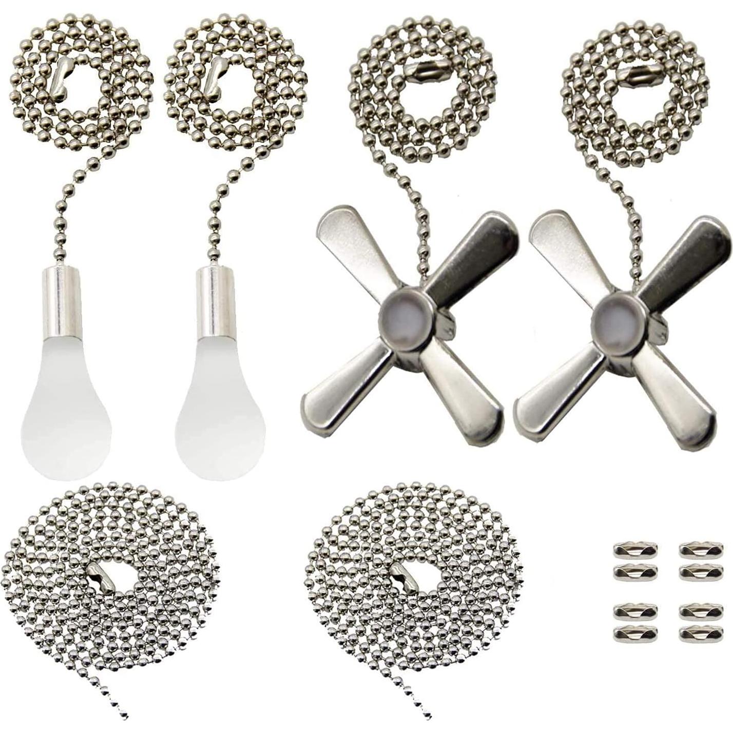 Juego de cadenas de tirón para ventilador de techo Iceyyyy Plata