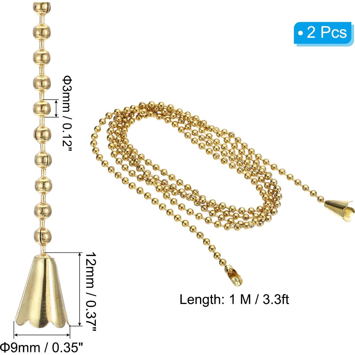 Cadena de Tirar para Ventilador de Techo PATIKIL 1m Dorado - 2 Pcs