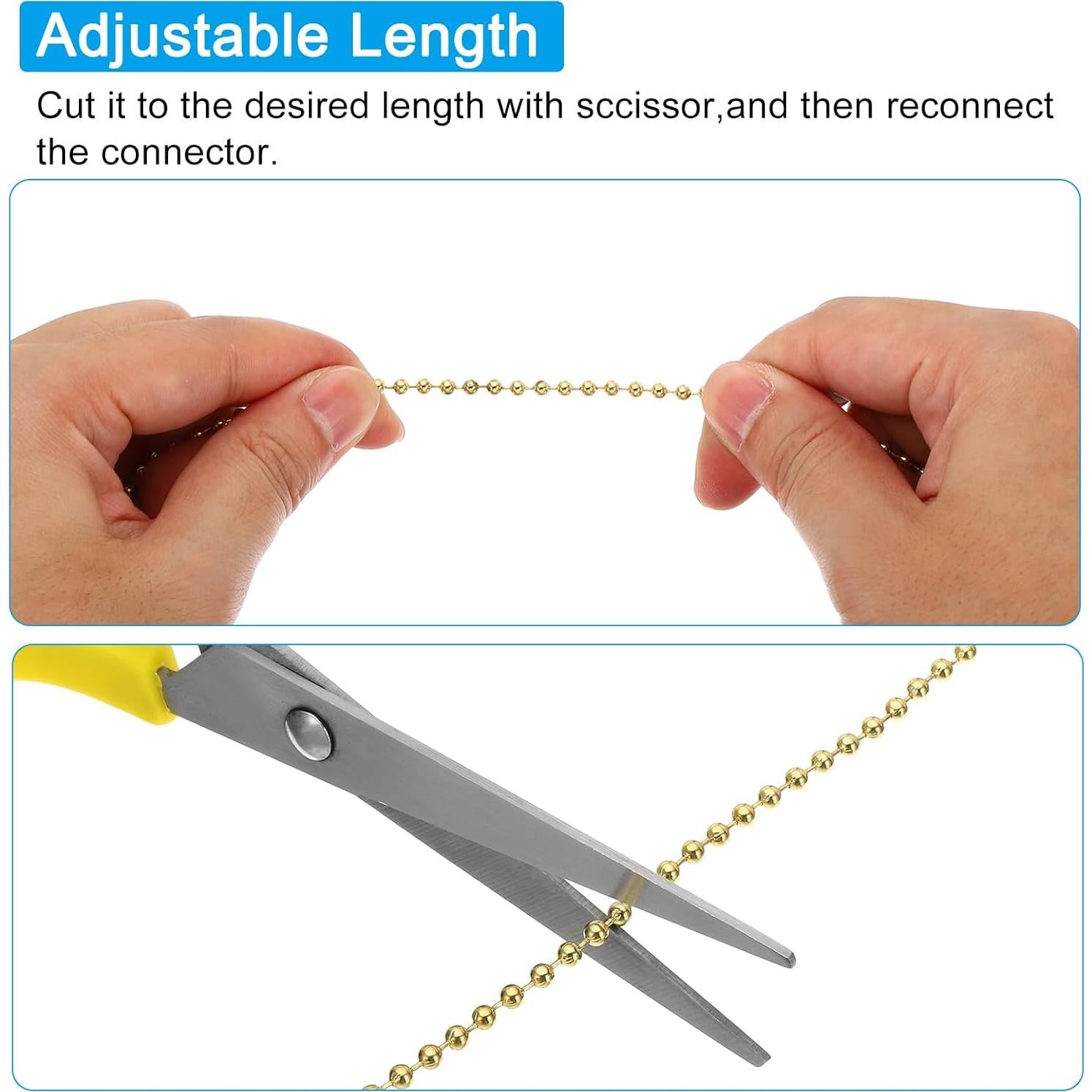 Cadena de Tirar para Ventilador de Techo PATIKIL 1m Dorado - 2 Pcs