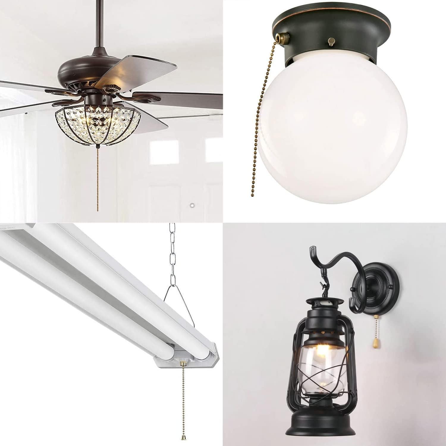 Interruptor de Luz de Ventilador de Techo ZE-109M 2 Cables Metal