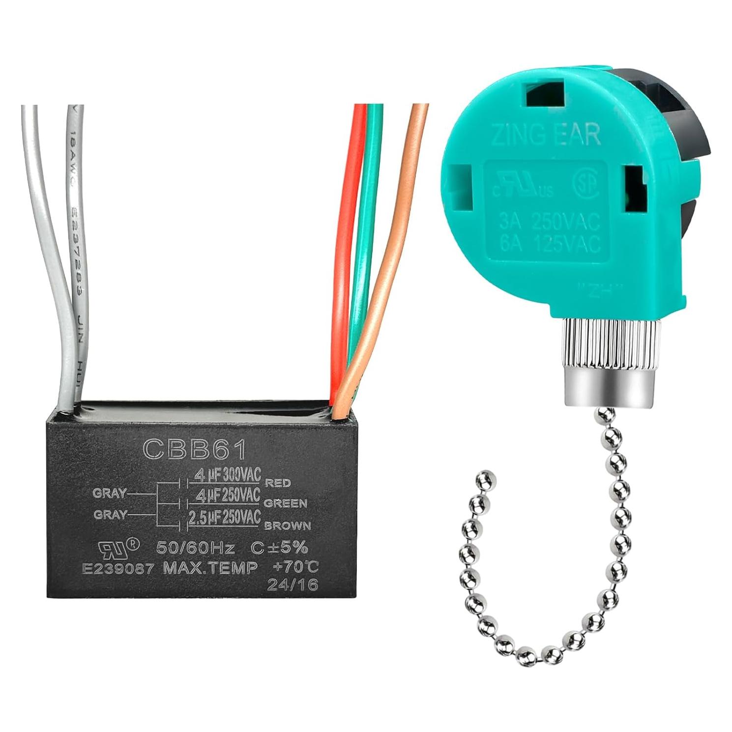 Interruptor de Ventilador de Techo YukiHalu 3 Velocidades 4 Cables