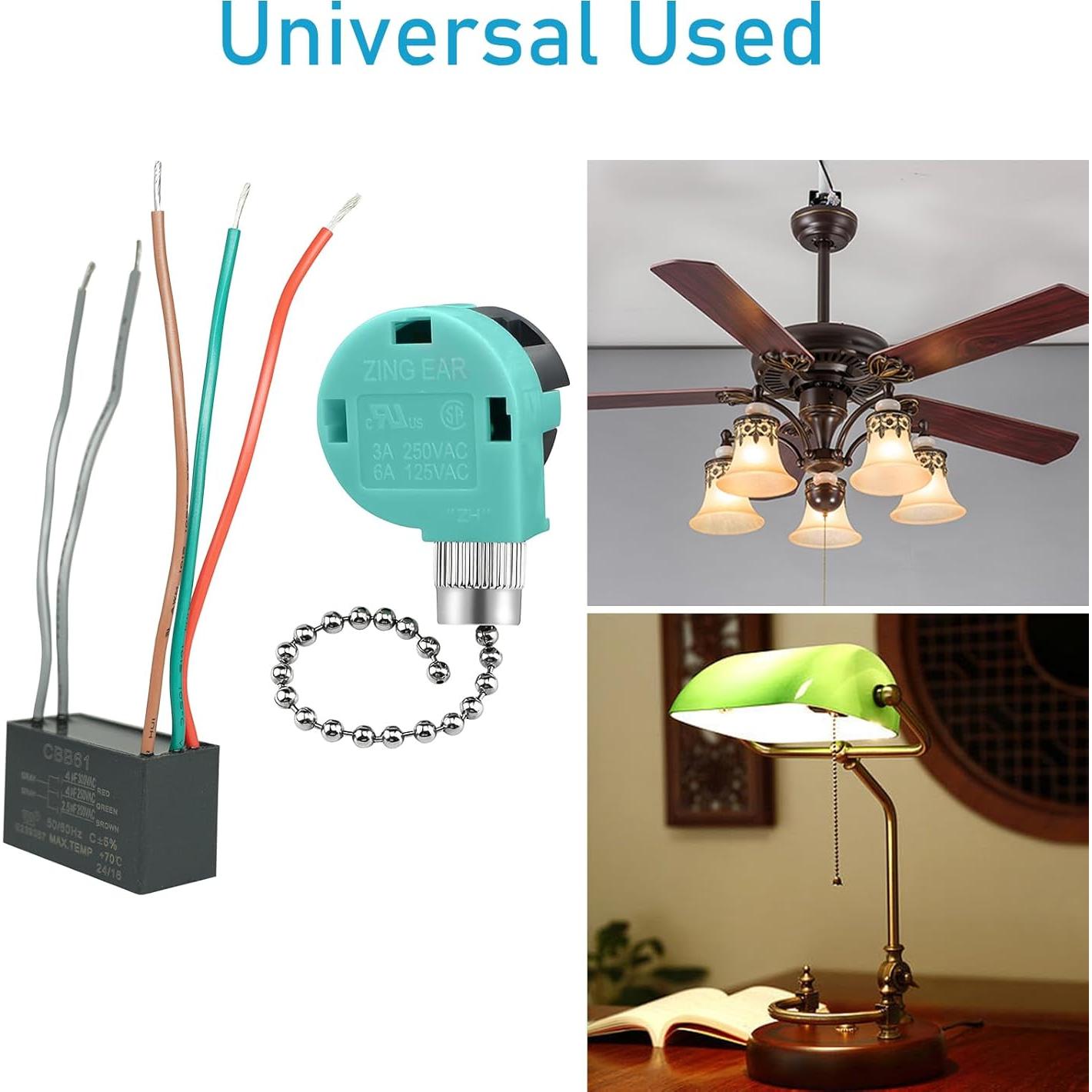 Interruptor de Ventilador de Techo YukiHalu 3 Velocidades 4 Cables