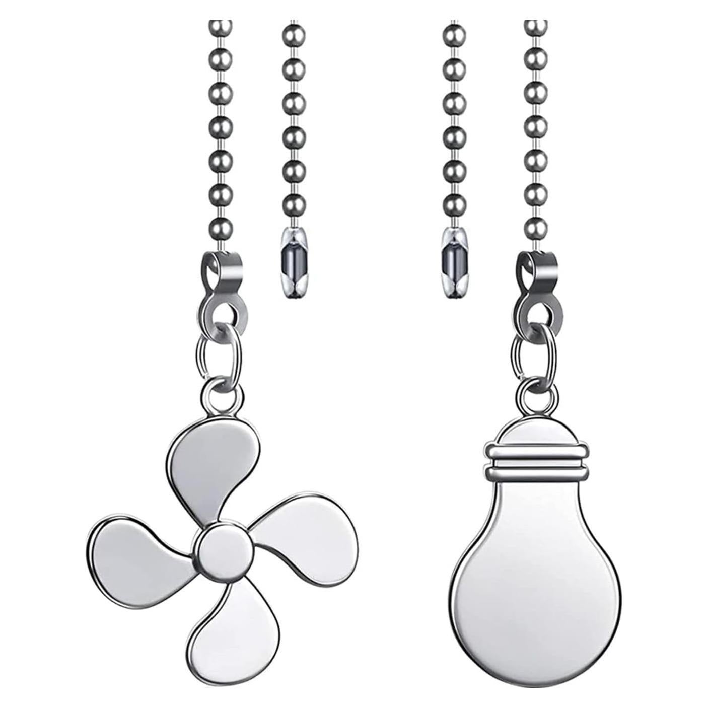 2 Cadenas de Tirar para Ventilador de Techo Dotlite 30cm Plata