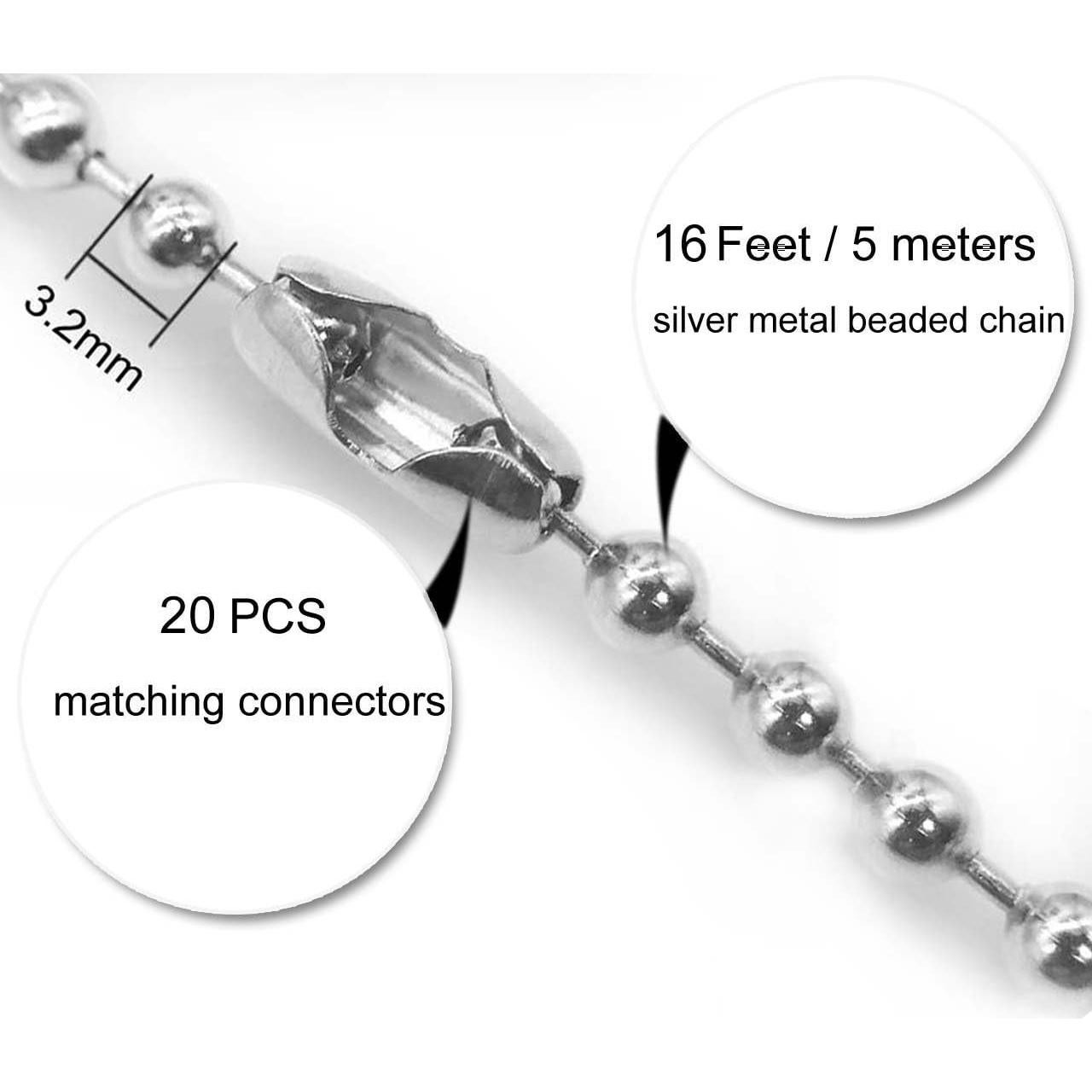 Extensión de cadena de metal Awpeye 5m 3.2mm con 20 conectores