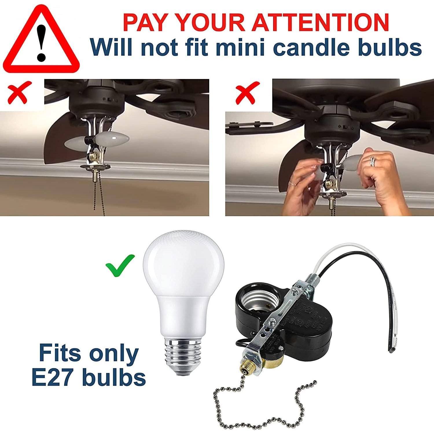 Interruptor de Socket de 2 Luces HQRP para Ventilador de Techo