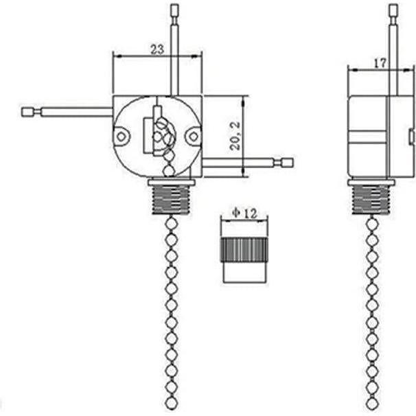 Interruptor de Techo para Ventilador Balepha 3 Vías 3 Terminales