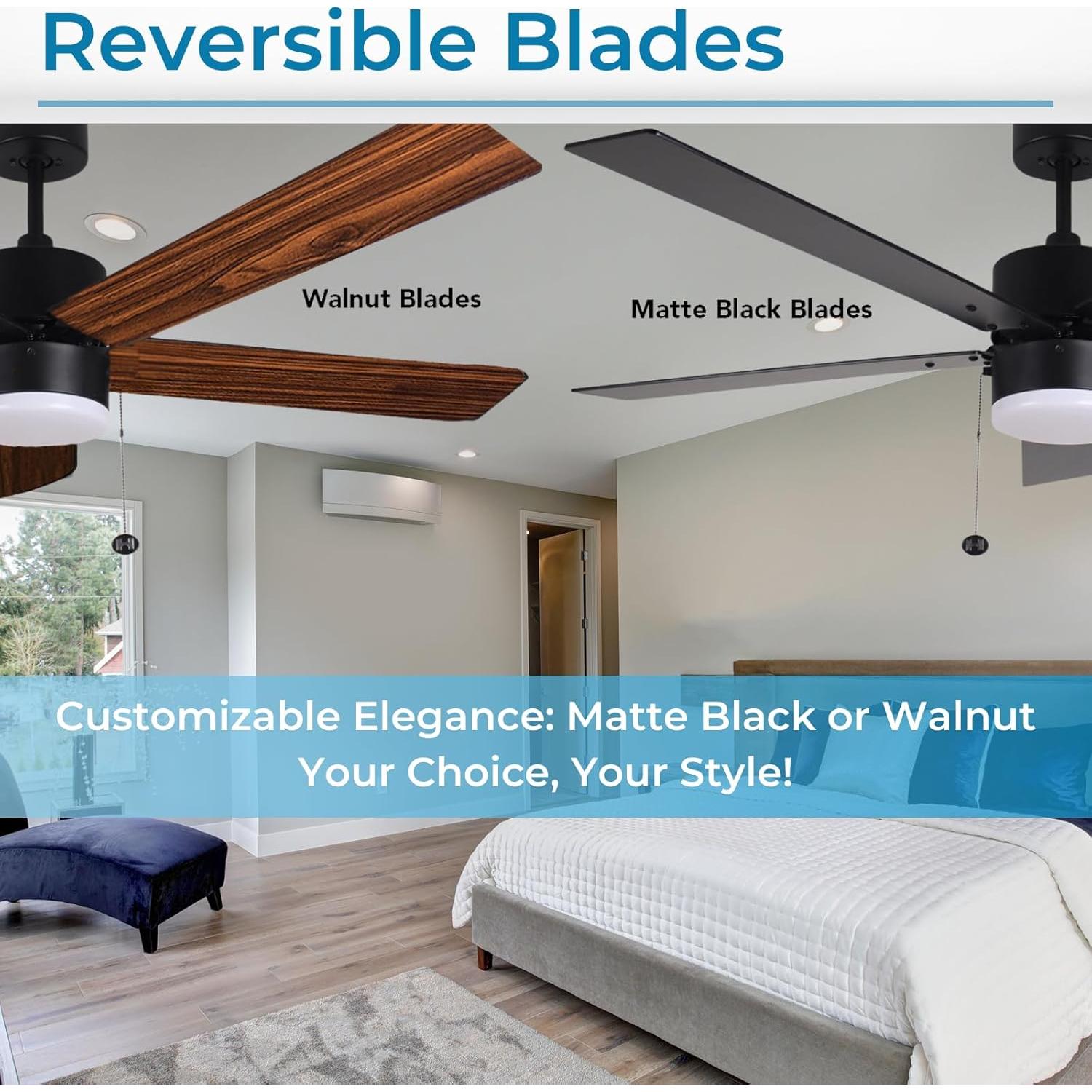 Ventilador de Techo 132 cm HOMEnhancements Negro con Luz LED