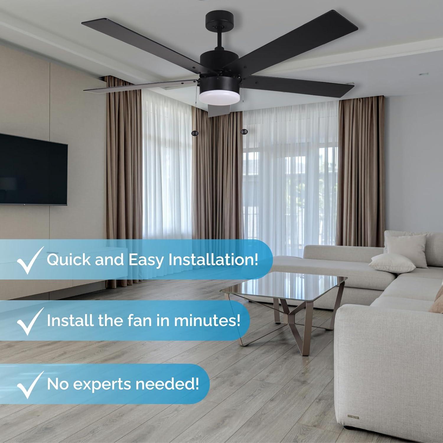 Ventilador de Techo 132 cm HOMEnhancements Negro con Luz LED