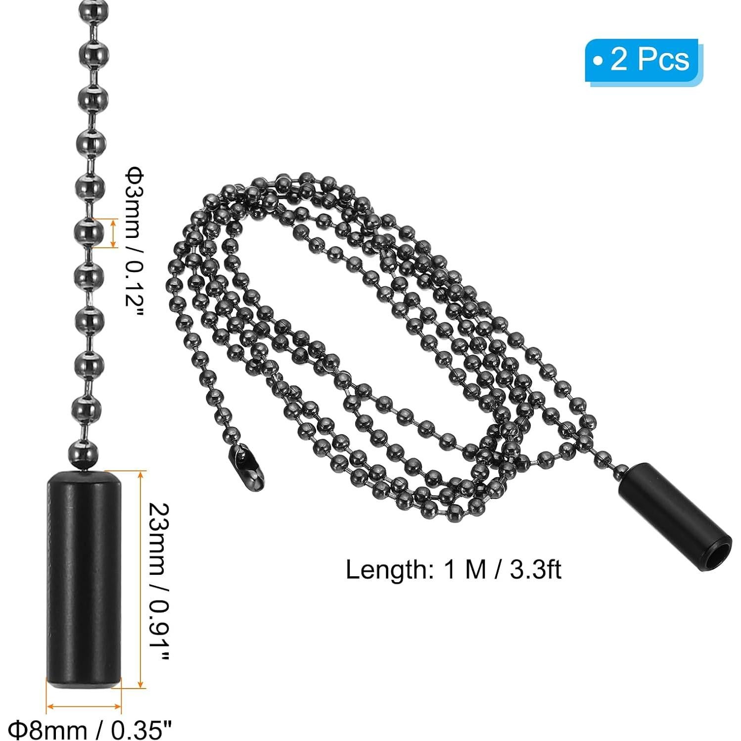 Cadena de Tirar para Ventilador de Techo PATIKIL 1m Negro - 2 Pcs