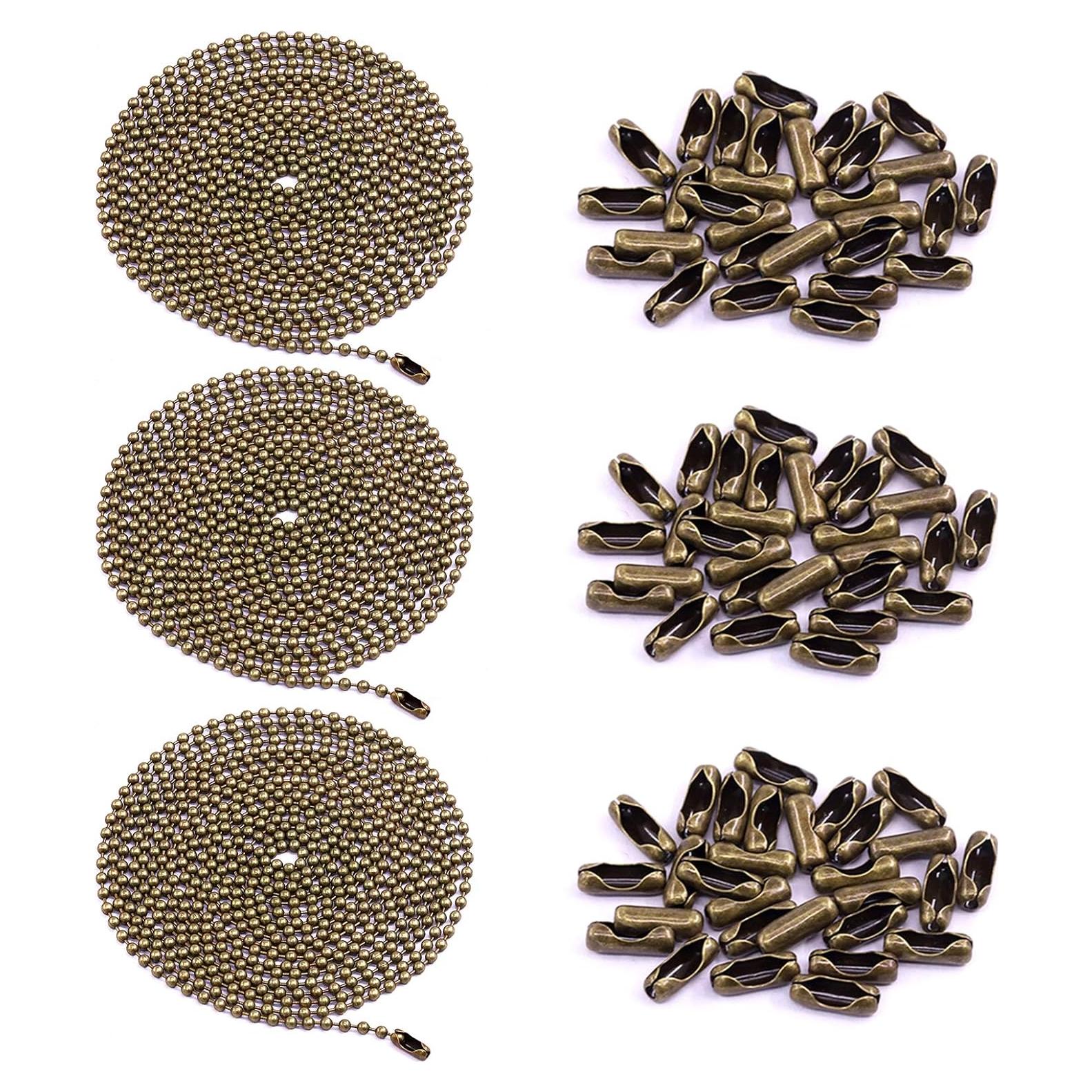 Swpeet Extensión de Cadena de Tirar Ventilador Techo Bronce 3Pcs