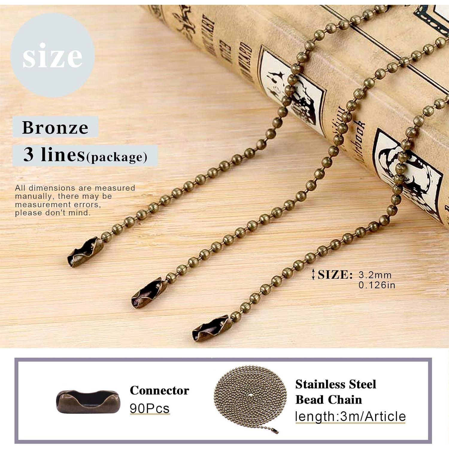 Swpeet Extensión de Cadena de Tirar Ventilador Techo Bronce 3Pcs