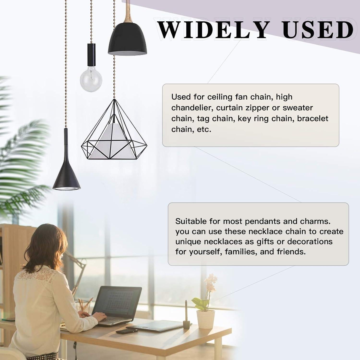 Swpeet Extensión de Cadena de Tirar Ventilador Techo Bronce 3Pcs