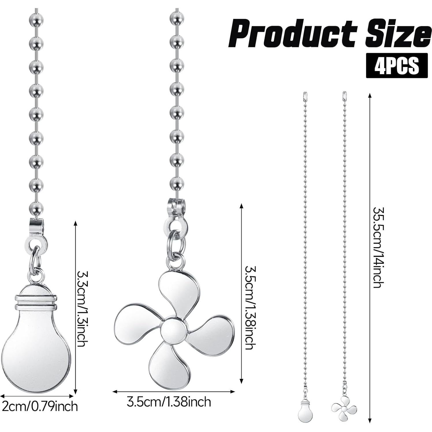 Juego de Cadenas de Tirar Prasacco 4 Pcs 30.48 cm Plata