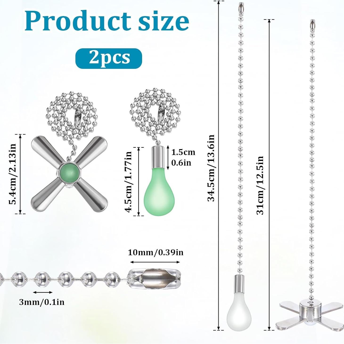 Extensores de Cadena de Ventilador de Techo Bruislard 31cm Plata