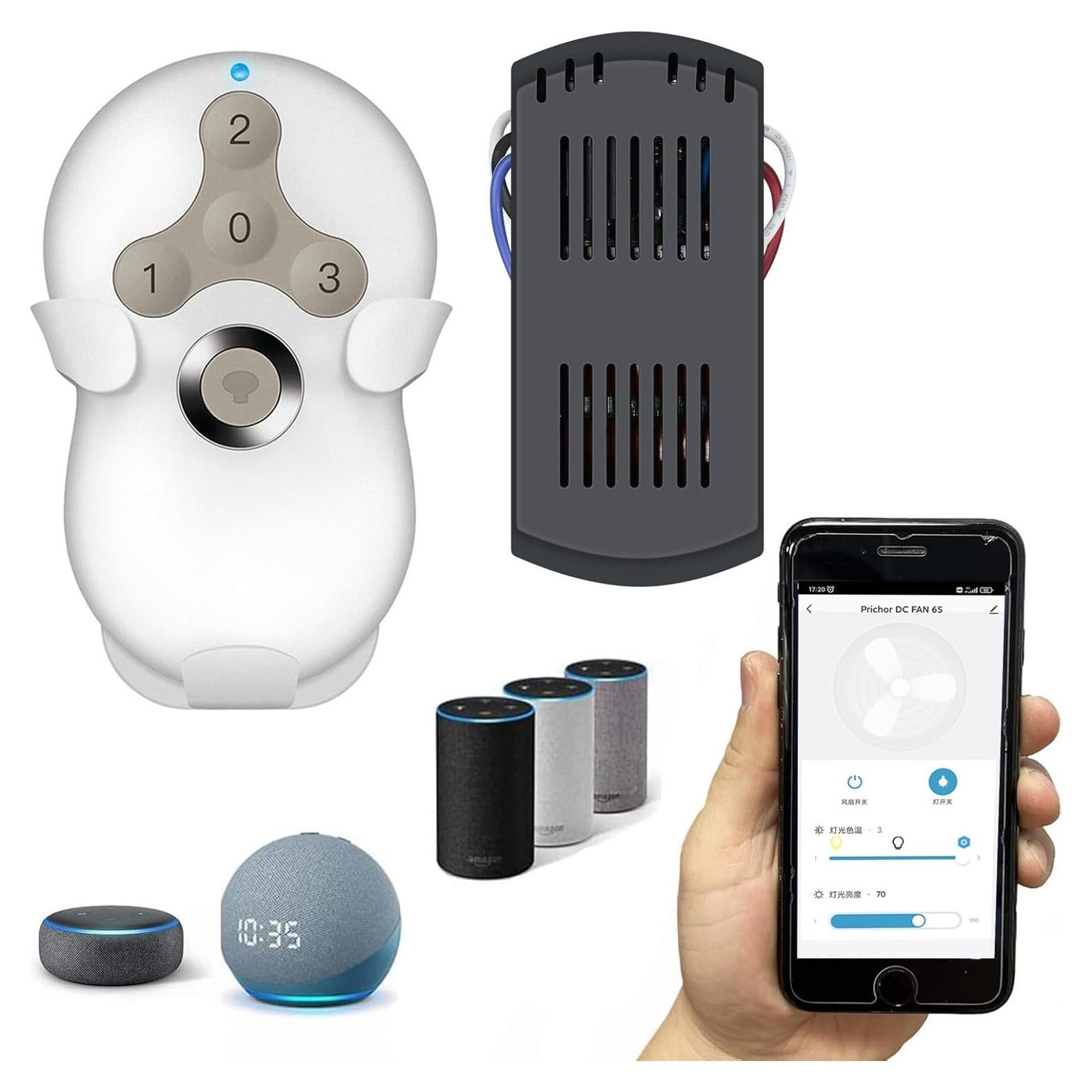 Kit Control Remoto Ventilador Techo Prichor HK05, Wi-Fi, 3 Velocidades