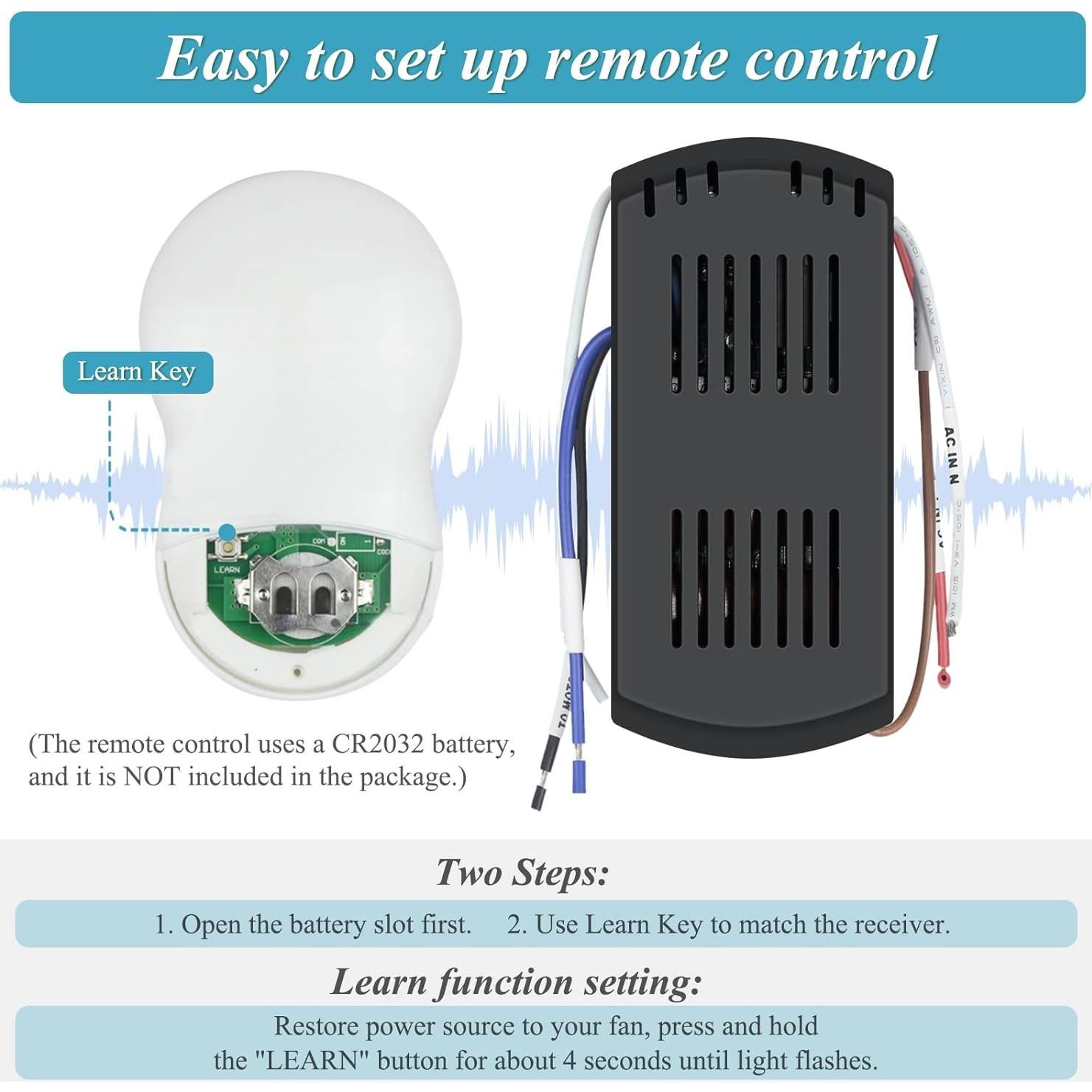 Kit Control Remoto Ventilador Techo Prichor HK05, Wi-Fi, 3 Velocidades