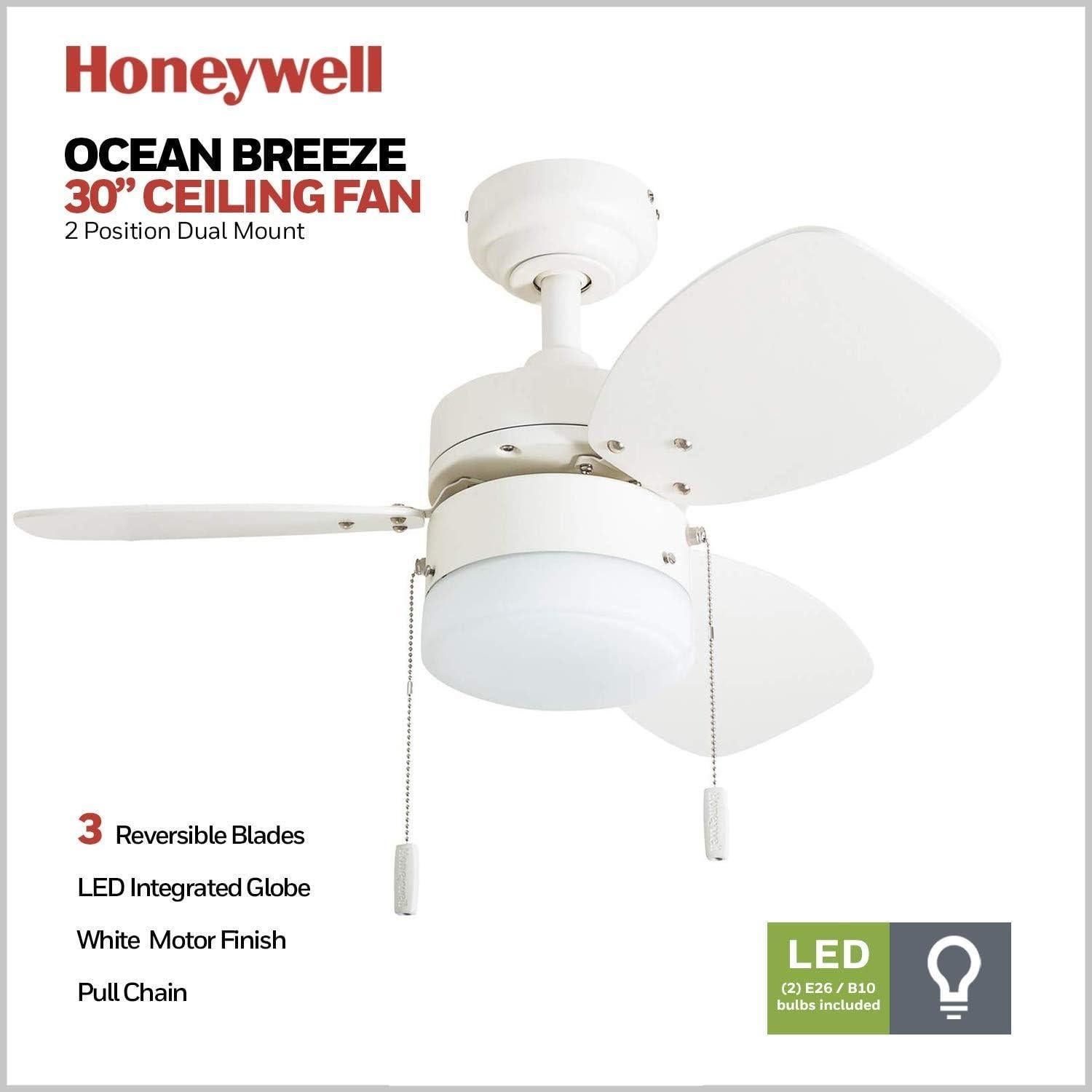Ventilador de Techo Honeywell Ocean Breeze 76 cm con Luz LED