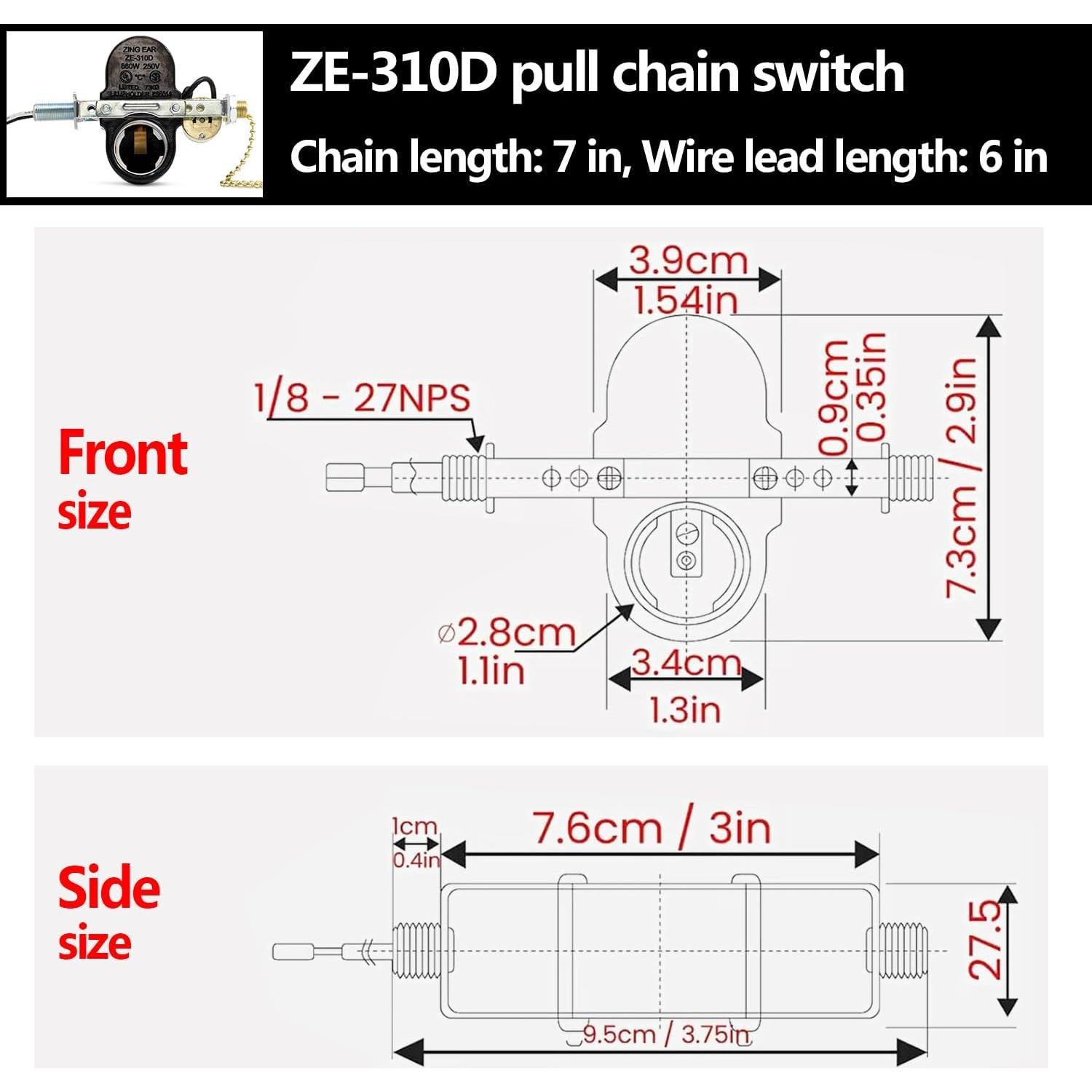 Portalámparas para Ventilador de Techo Zing Ear ZE-310D 660W