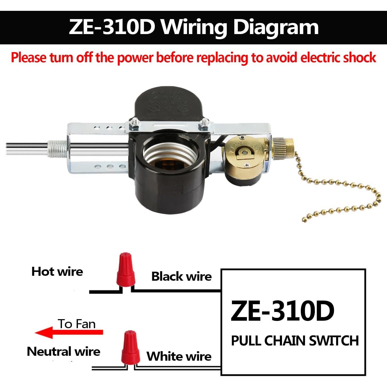 Portalámparas para Ventilador de Techo Zing Ear ZE-310D 660W