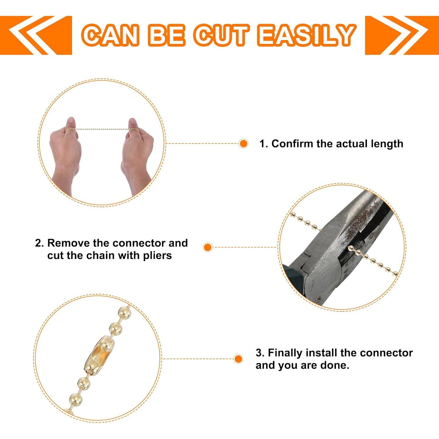 Extensión Cadena Tirar Ventilador Techo UXCELL 6 Piezas Negro