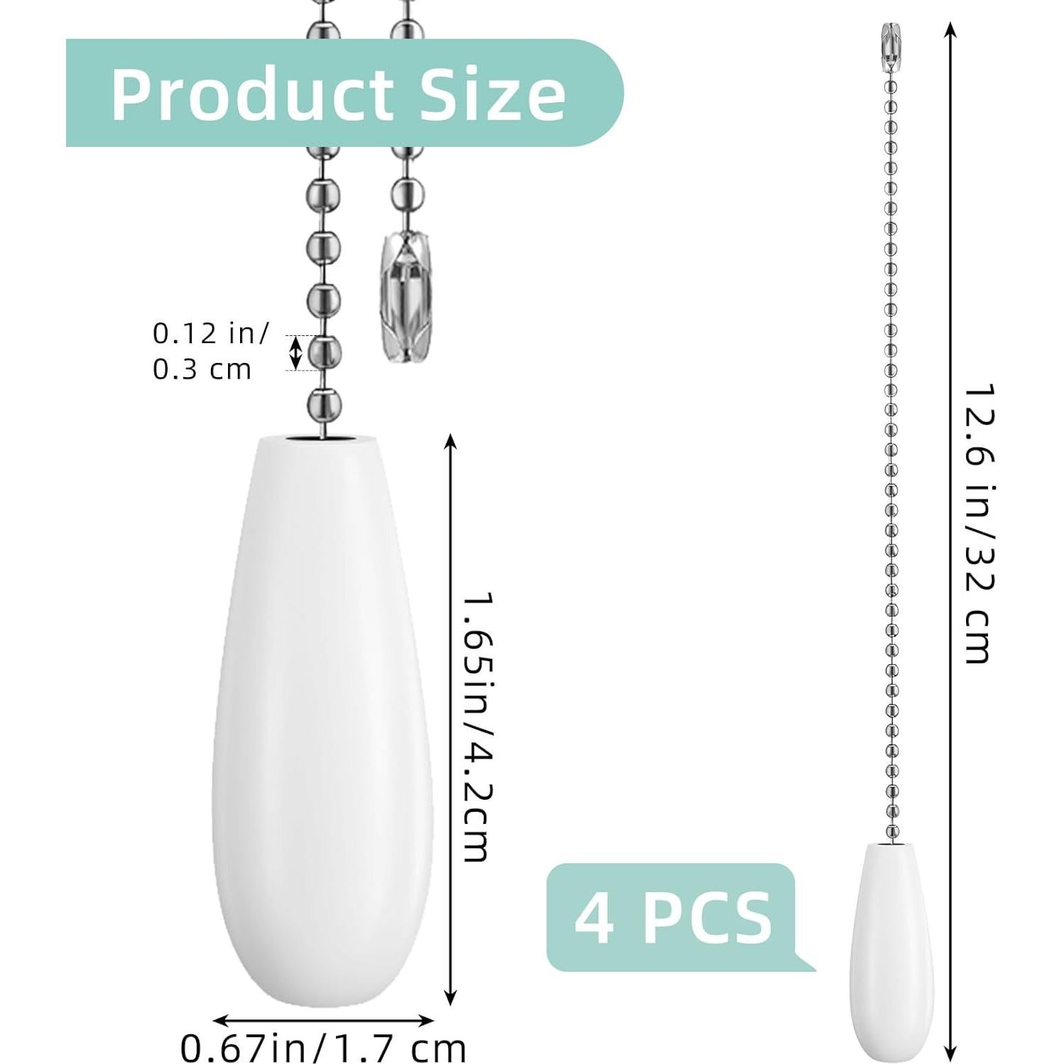 Juego de 4 Extensores de Cadena para Ventilador de Techo Blancos