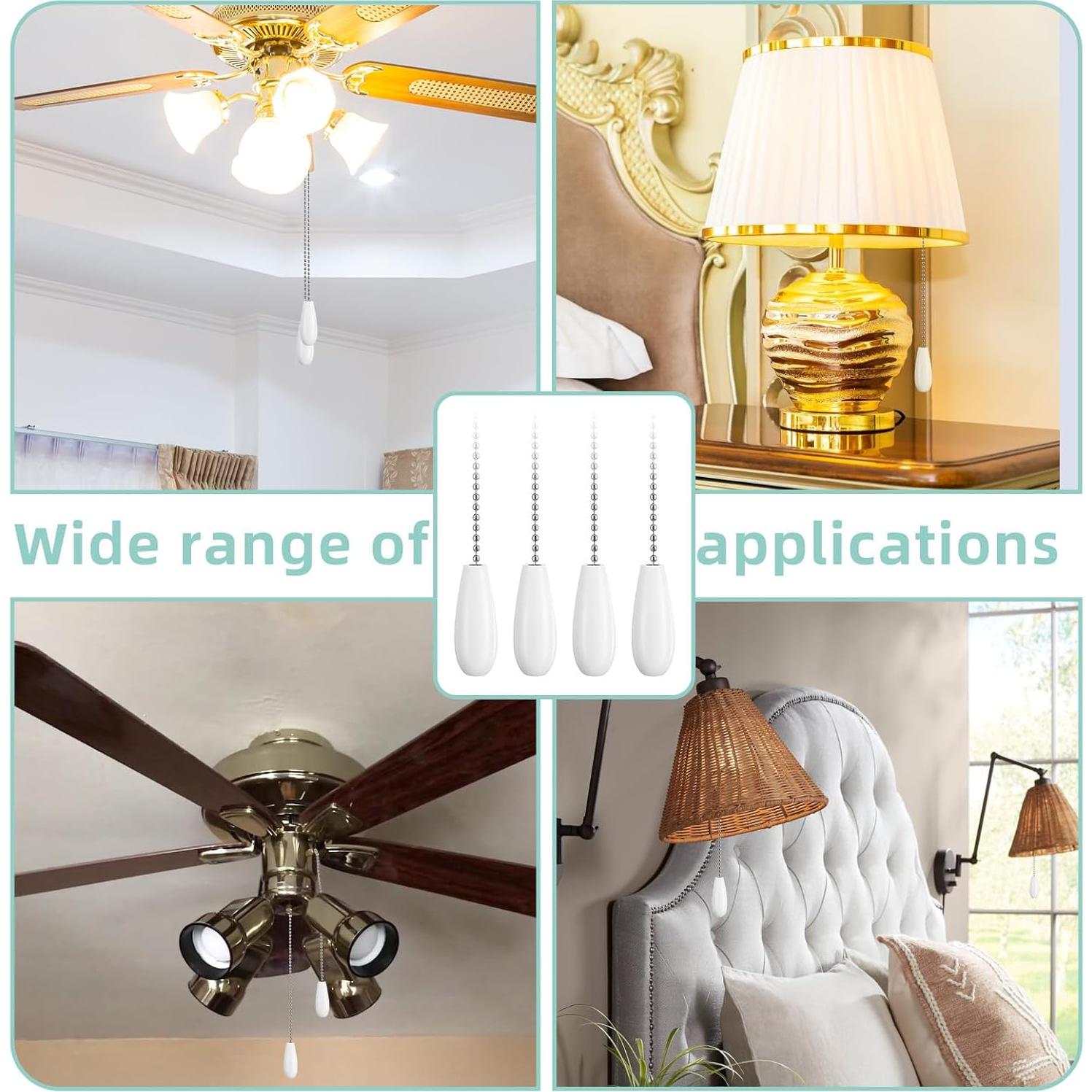 Juego de 4 Extensores de Cadena para Ventilador de Techo Blancos