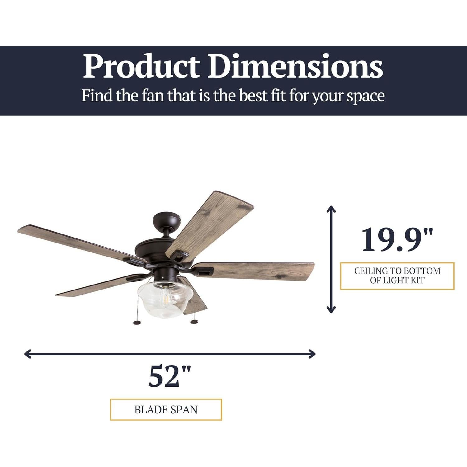 Ventilador de Techo Prominence Home Abner 132 cm con Luz LED