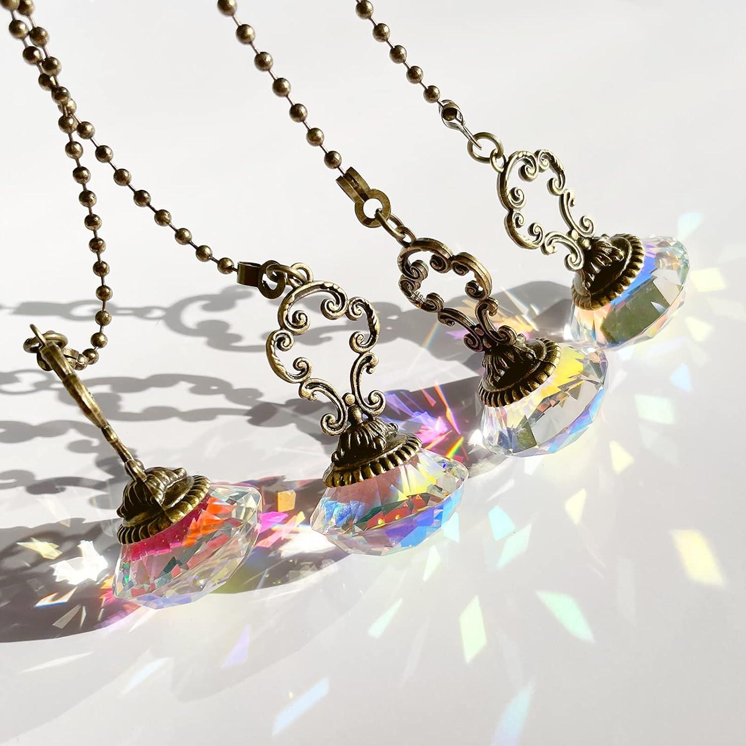 Cadenas de Tirar de Ventilador de Techo Honoson 4 Piezas Cristal