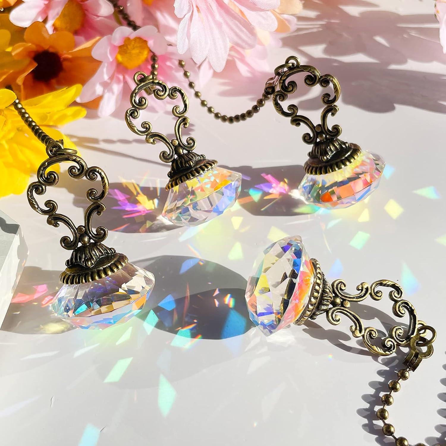 Cadenas de Tirar de Ventilador de Techo Honoson 4 Piezas Cristal