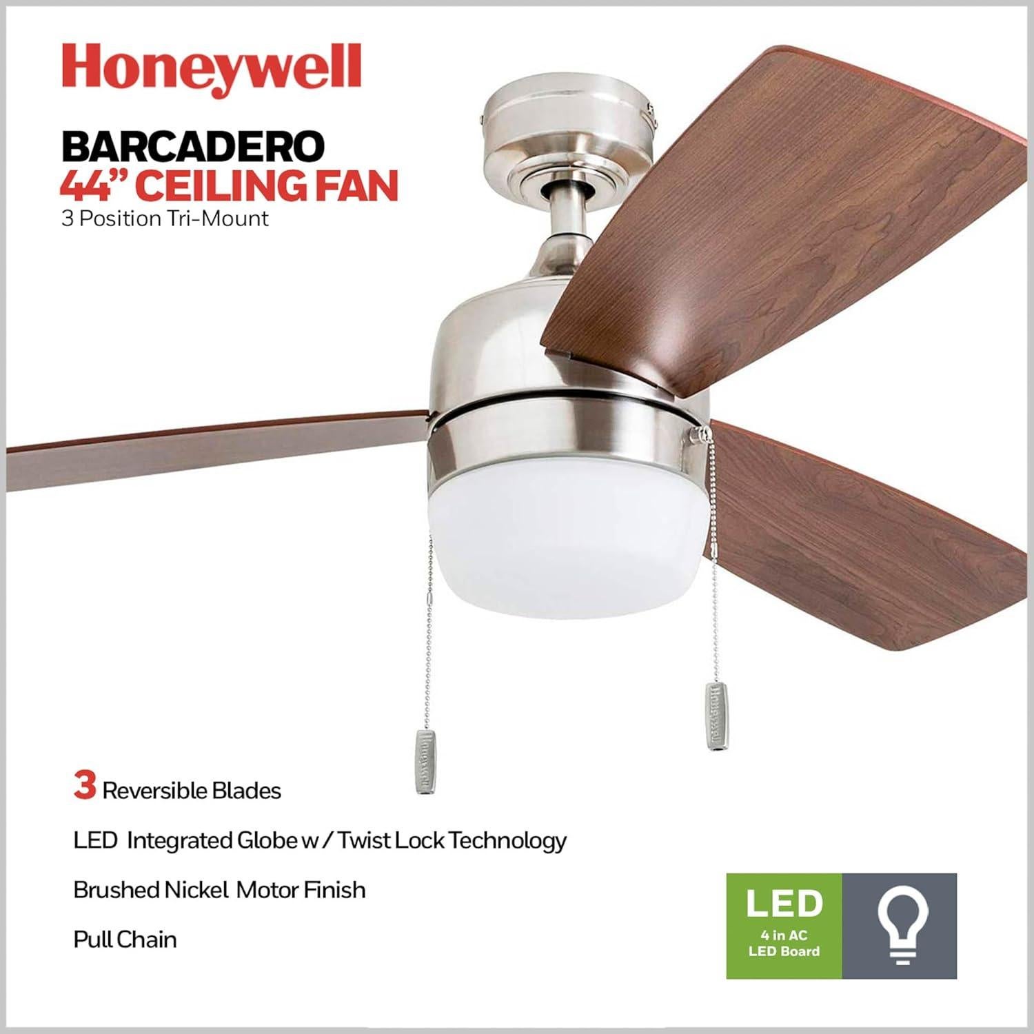 Ventilador de Techo Honeywell Barcadero 111.76 cm con Luz LED