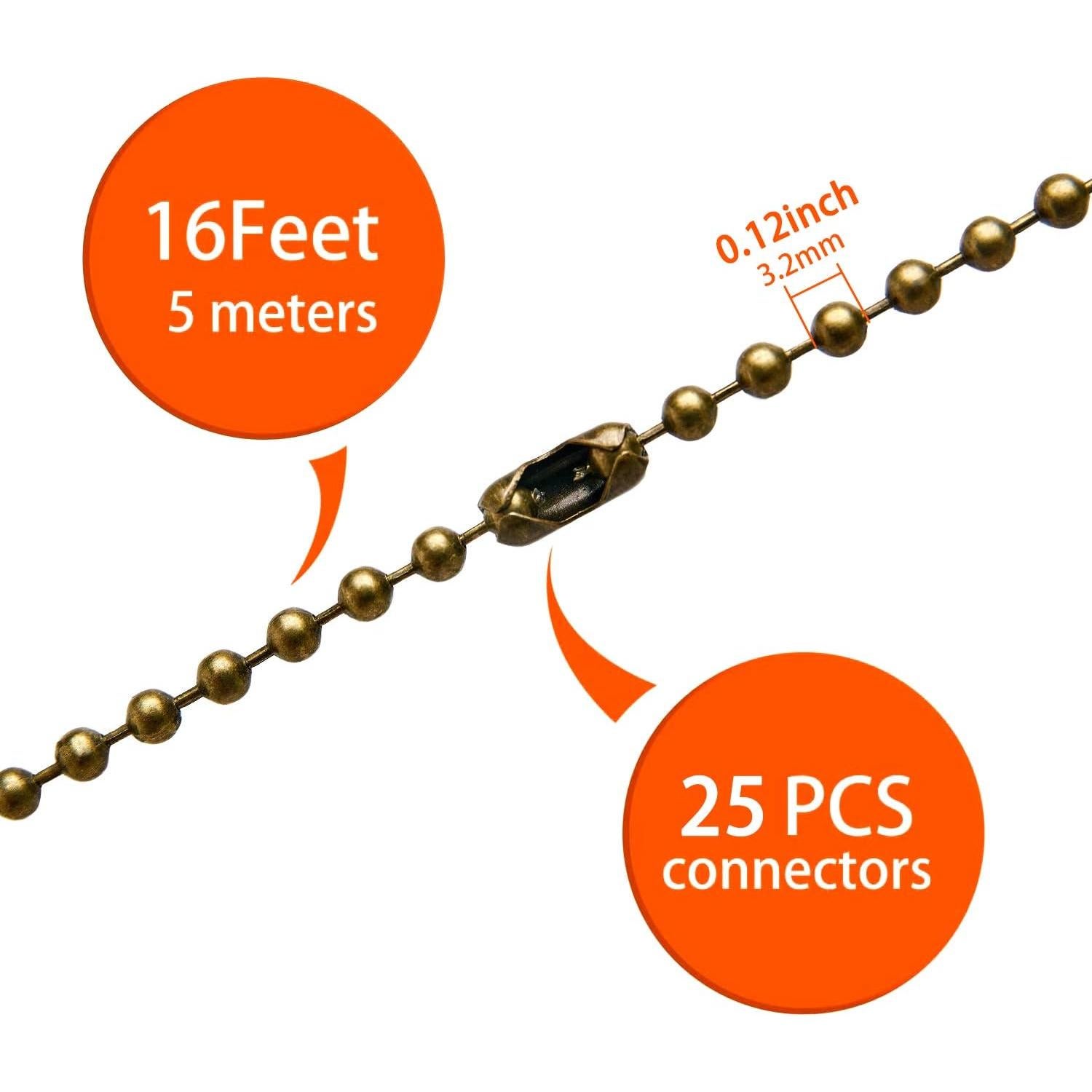 Cadena de Extensión para Ventilador YeeBeny 5m Bronce 25 Conectores