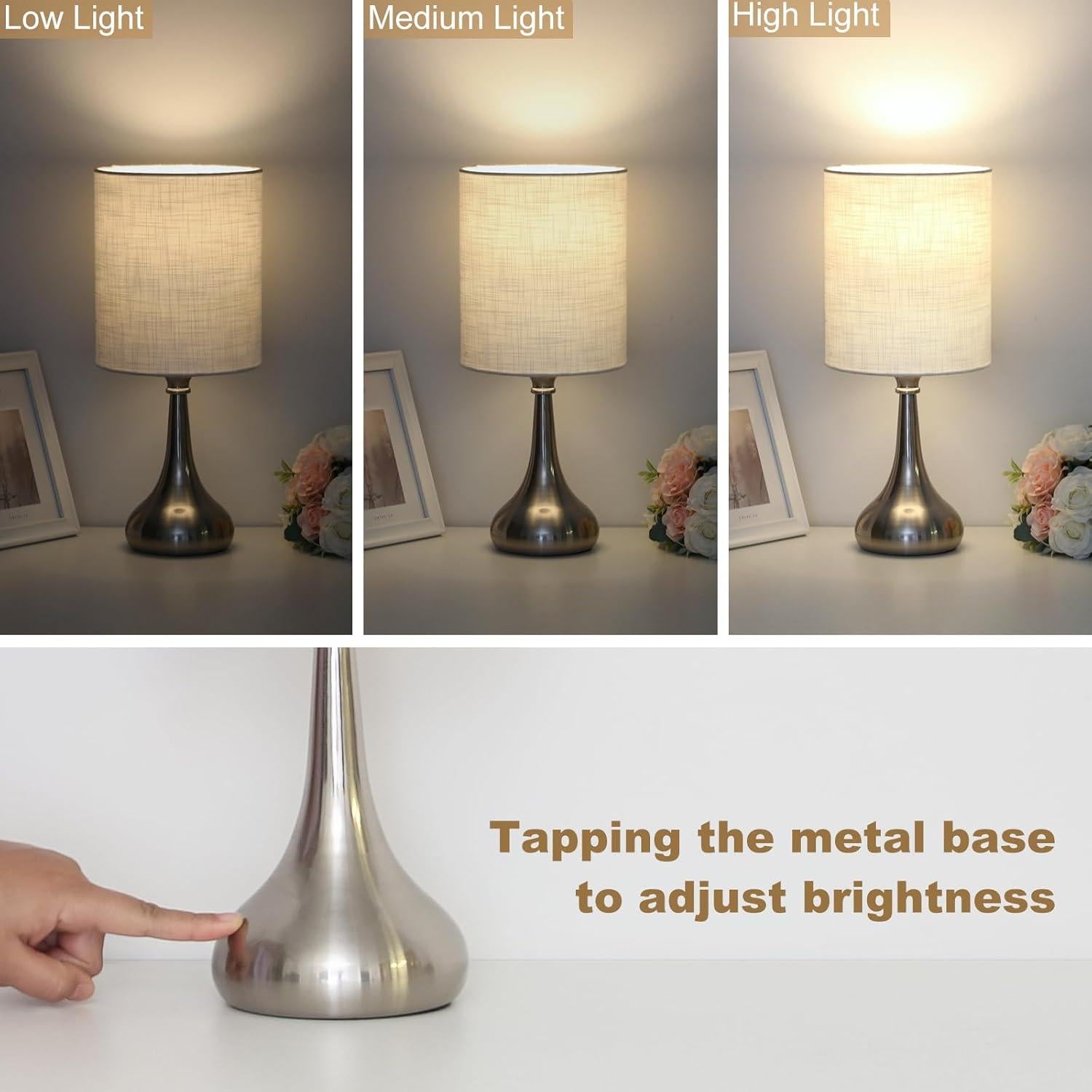 Lámpara de Mesa Táctil Boncoo Regulable 3 Niveles 40.6cm